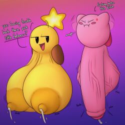 areolae ball_with_boobs ball_with_hyper_features balls big_balls big_breasts big_penis chunknudies cock dialogue huge_balls huge_breasts huge_cock hyper hyper_balls hyper_breasts hyper_genitalia hyper_penis kirby kirby_(series) lactating lactation looking_back mario_(series) mario_and_luigi_(series) nintendo nipples penis precum precum_drip smug starlow text veiny_balls veiny_penis waddling_head