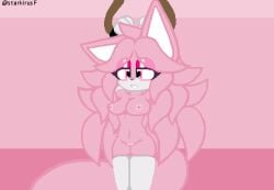 attached fan_character mobian_(species) nude nude_female pink_hair pixel_art skarlet_the_wolf sonic_(series) starkirus white_stockings wolf_girl