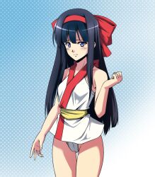 1girls ainu_clothes big_breasts blue_eyes blue_hair breasts busty cameltoe female female_only fundoshi hair_ribbon highres japanese_clothes king_of_fighters legs long_hair looking_at_viewer medium_breasts nakoruru ribbon samurai_shodown snk solo thick_thighs thighs voluptuous