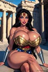 1girls ai_generated amazon amazonian big_breasts big_thighs black_hair blue_eyes breast_plate busty bythebrokenone curvaceous curvy_female dc dc_comics diana_prince earrings female female_only headwear huge_ass huge_breasts huge_thighs hyper_hourglass large_breasts leotard light-skinned_female light_skin long_hair looking_at_viewer muscular_arms princess royal royalty sitting_down smiling superheroine thick_thighs toned_female voluptuous voluptuous_female wide_hips wonder_woman wonder_woman_(series)