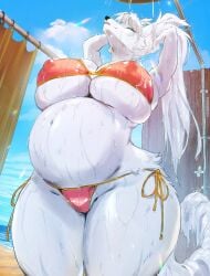 big_breasts bikini breasts female furry huge_breasts momobeda pregnant tagme thick_thighs wide_hips