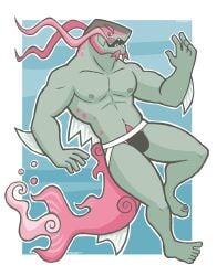 anthro balls bara barazoku basculegion bulge fish flaccid jockstrap jockstrap_only male male_only muscles muscular nintendo penis pokemon sneakysardine solo solo_male