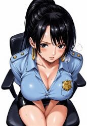 ai_generated alluring almost_naked almost_nude black_hair blush boa_hancock earring earrings female female_only looking_at_viewer one_piece police police_officer police_uniform policewoman ponytail seducing seduction seductive seductive_body seductive_eyes seductive_gaze seductive_look seductive_mouth seductive_pose shiny_hair shiny_skin snake_earrings sweat sweatdrop sweating sweaty sweaty_body voluptuous voluptuous_female yashin