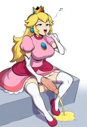 ai_generated breasts erection finger_on_chin futanari happy legs_apart mario_(series) masturbation novelai peeing peeing peeing_on_floor peeing_while_erect penis princess_peach retracted_foreskin sitting smiling smooth_balls solo solo_futa stroking_penis urinating urinating_futanari urination urine urine urine urine_on_ground urine_puddle veiny_penis