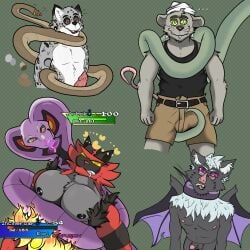 1:1 arbok bat caine_latrans_(artist) chuukichi_(morenatsu) coiling coiling_another coiling_around_body coiling_around_neck coiling_around_penis coiling_around_torso confusion felid generation_1_pokemon generation_7_pokemon hypnosis hypnosis_fetish incineroar living_tail male_only mammal mind_control morenatsu mouse murid murine nintendo pantherine pokemon pokemon_(species) reptile ringed_eyes rodent scalie snake snake_tail snow_leopard tail unusual_anatomy unusual_tail