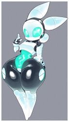 angstrom belly_button big_thighs bunny_tail female female_only latex robot robot_girl shiny_skin shortstack thick_thighs