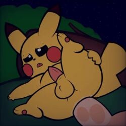 1:1 animated balls_deep deep_penetration detailed_background duo generation_1_pokemon ishitaka_uwu male nintendo penetration pikachu pokemon pokemon_(species) short_playtime stomach_bulge