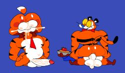 anal anal_sex anthro anus ass balls big_butt big_penis cereal deep_throat duo food frosted_flakes genitals kellogg's male mascot muscular muscular_male neck_bulge oral oral_penetration penetration penis soups_(superiorfox) superiorfox tony_the_tiger