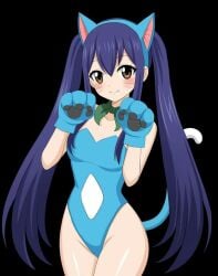 1girls cat_ears cat_tail cat_whiskers cosplay fairy_tail female female_only happy_(fairy_tail)_(cosplay) hfxpins neko purple_hair solo wendy_marvell