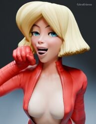 3d blender blowjob_gesture breasts catsuit clover_(totally_spies) cybrokrimson latex lia_3d solo_female totally_spies