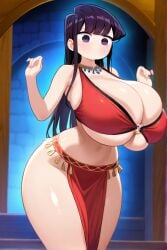 ai_generated belly_dancer belly_dancer_outfit dancing dark_hair exotic_dancer female huge_breasts komi-san_wa_komyushou_desu komi_shouko long_hair no_mouth tagme teenage_girl