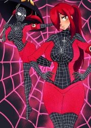 1girls big_breasts blush female marvel marvel_comics parasoul skullgirls spider-man_(series) thick_thighs tobyllitos