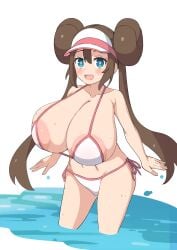 2d alternate_breast_size big_breasts blush breasts breasts_bigger_than_head cleavage clothed clothing huge_breasts human human_only light-skinned_female light_skin pokemon pokemon_bw2 rosa_(pokemon) sabonbold