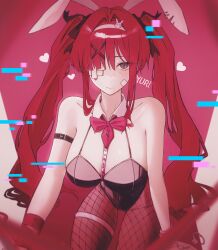 alternate_hairstyle bunny_ears bunnysuit large_breasts limbus_company project_moon rabbit_hole_(vocaloid) red_hair twintails two_strongtiger yuri_(limbus_company)