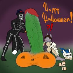2boys ?! balls boner erection gay halloween hyper_balls hyper_penis male male_only mr._canvas_(mr_canvas) mr_canvas penis pumpkin_balls veiny_penis
