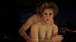 2024 breasts gameplay_mechanics gilf grey_hair nipples older older_female outdoors red_dead_redemption_(series) red_dead_redemption_2 susan_grimshaw updo video_game_character wrinkles