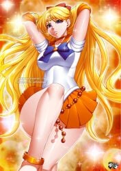 1girls alluring bishoujo_senshi_sailor_moon blonde_hair blue_eyes clothed jadenkaiba minako_aino pin_up sailor_venus tiara