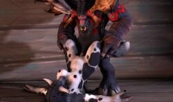 anthro blizzard_entertainment bovid bovine digital_media_(artwork) duo erontauren female hi_res male male/female mammal tauren warcraft