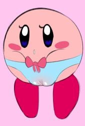 blush bow_panties bow_underwear clothing dizzytizzy feet female genitals hi_res kirby kirby_(series) mtf_crossgender nintendo not_furry panties pink_body pussy red_feet rule_63 solo underwear waddling_head wet wet_clothing wet_panties wet_underwear