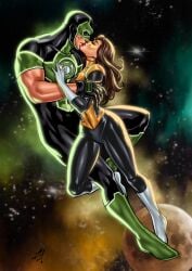 1boy 1boy1girl 1girls artist_name artist_signature ashmount commission dark-skinned_female dark-skinned_male dark_skin dc dc_comics embrace embracing embracing_each_other female green_lantern green_lantern_(series) jessica_cruz junior_maia kissing latina mask masked planet power_ring romance romantic romantic_couple sfw simon_baz sinestro_corps space space_background stars yellow_lantern