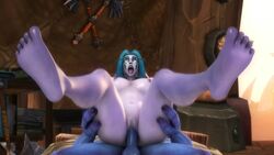 1boy 1girls 3d 3d_animation ahe_gao alliance_(warcraft) animated barefoot bed blizzard_entertainment blue_hair breasts durotar elf feet female foot_focus girl_on_top horde kalimdor male male_pov moaning night_elf night_elf_rogue noname55 nude orc_building original_character penetration pov purple_skin reverse_cowgirl_position rogue_(warcraft) sex soles sound straight thick_thighs toes troll_(warcraft) troll_male vaginal_penetration video white_eyes world_of_warcraft ziahna