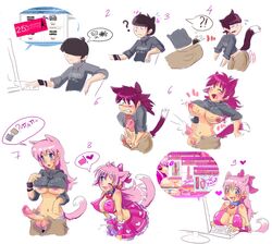 animal_humanoid breast_expansion breasts butt_expansion cat_humanoid computer cum dickgirl feline futanari hair humanoid intersex lactation mammal orgasm pink_hair sequence simple_background solo transformation unknown_artist