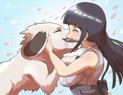 1animal 1boy 1dog 1girls 2019 akamaru_(naruto) bestiality canid canine clothed_female dog drool drooling eunnie female_human female_human/male_feral female_kissing_feral female_on_feral feral feral_on_female human human_on_feral hyuuga_hinata interspecies kissing male_canine naruto naruto_(series) naruto_shippuden white_fur zoophilia