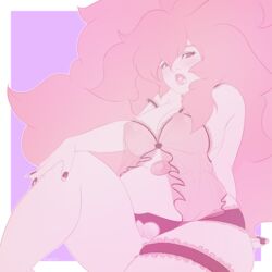 breasts chubby fat_mons gem_(species) hand_on_knee heart_cutout heart_panties kokobuttz large_breasts lingerie lips looking_at_viewer naughty_face navel nightgown parted_lips pastel pink_hair pussy rose_quartz_(steven_universe) slightly_chubby steven_universe thick_thighs thigh_strap