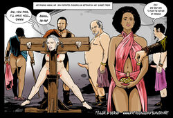 2girls 5boys a_song_of_ice_and_fire areolae ass blood breasts coin daenerys_targaryen dark-skinned_female dark_skin dialogue emilia_clarke english_text female game_of_thrones human human_only light-skinned_female male missandei nathalie_emmanuel navel nipples penis pillory public_use rape redbone royalty slaveryart straight tejlor_&_bernd text toes waiting_in_line