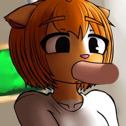 2017 anthro clothed clothing datfurrydude detailed_background disembodied_penis duo fellatio female hair hamster humanoid_penis male mammal meme oral orange_hair penis rodent sex shirt solo_focus