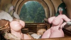 2025 2girls 3d breasts duo elf female female_only guidugalle guimontag huge_breasts jude kerillian large_breasts looking_at_viewer nude sitting tagme tyrande_whisperwind vermintide warhammer_(franchise) warhammer_fantasy world_of_warcraft