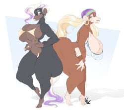 2girls big_ass big_breasts breasts bubble_butt cleavage donkey_kong_(series) donkey_kong_bananza dullvivid female furry huge_ass huge_breasts monkey_girl nintendo nintendo_switch_2 poppy_kong tagme thick_thighs tiny_kong wide_hips
