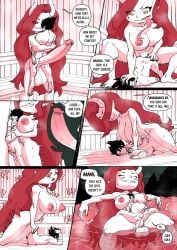 1boy 1futa anal big_head breasts crocodraws cum cum_in_ass cum_overflow cum_while_penetrated cumflated_belly cumflation demon_girl female forked_tongue futa_giantess futa_is_bigger futa_on_male futanari giantess hyper_breasts hyper_penis intersex male onsen original penis sauna stomach_bulge x-ray