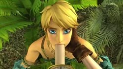 1boy 1futa 3d androgynous animated blonde_hair blue_eyes breath_of_the_wild canon_crossdressing crossdressing erection eyeshadow fellatio femboy futa_on_male futa_pov futanari gerudo_link gerudo_top girly handwear humanoid hylian hyrule_warriors intersex itsmorti link link_(hyrule_warriors) linkle looking_at_viewer makeup male neckwear no_sound oral pale_skin penis pov source_filmmaker the_legend_of_zelda trap video