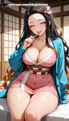 1girls 2025 ai_assisted ai_generated anime artist_name asa_no_ha_(pattern) big_breasts big_breasts big_breasts big_chest black_hair breast breasts breasts breasts bust busty checkered_obi chest cleavage collarbone demon_slayer explicit female forehead futon gradient_hair hair_ribbon haori hi_res high_quality high_resolution highres indoors japanese_clothes kamado_nezuko kimetsu_no_yaiba kimono large_breasts long_hair looking_at_viewer multicolored_hair obi open_clothes open_kimono patreon patreon_username pink_eyes pink_kimono pink_ribbon ribbon sash sharp_fingernails shouji sitting skypassion sliding_doors smile solo stable_diffusion tatami thick_thighs thighs very_long_hair watermark