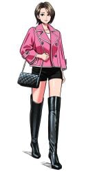 1female 1girls adult adult_female asian asian_female asian_girl black_boots black_shorts boot_fetish boots brown_hair brunette_female brunette_hair clothes enkaboots fashion fashionista female female_focus female_only handbag high_heel_boots high_heels jacket knee_boots kneehigh_boots leather leather_boots leather_clothing long_legs not_porn original original_character original_characters pink_jacket safe safe_for_work sfw short_hair short_hair_female shorts tall_boots thigh_boots thigh_highs thighhigh_boots thighhighs thighs