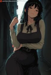 1girls ai_generated alley another at big_ass big_breasts blush breasts busty chainsaw_man curvy denji_(chainsaw_man) detailed_background eyes face female heavy hips huge_breasts looking male male/female mitaka_asa mouth nipple_slip nipples nude open partner pink pleasure pleasured puffy_nipples solo squeeshyai submissive thick thighs viewer wide