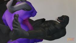 3d_(artwork) anthro black_body blender_(artwork) blue_body blue_eyes cyprian_(foxmccloud278) digital_media_(artwork) dragon duo epic_games feet foot_fetish foot_focus fortnite foxmccloud287 genitals hi_res komodo_dragon lizard male male/male mammal monitor_lizard mythological_creature mythological_scalie mythology nude penis reptile scalie sex thunder_(fortnite) toes