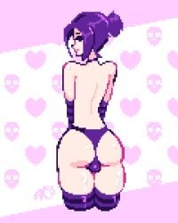 ass big_ass crossdressing emo femboy gay male pixel_art purple_hair sissy thighs thong tight_clothing trap yaoi