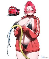 1girls absurd_res absurd_resolution absurdres belly belly_button big_breasts big_breasts bikini bikini_bottom bikini_top blush blush breasts breasts car cars_(film) chubby chubby_female color colored curvy curvy_female disney female female_only high_res high_resolution highres humanized looking_at_viewer massive_boobs massive_breasts nisp_art original oversized_clothes oversized_shirt partially_clothed pixar pout pouting red_(cars) red_eyes red_hair shirt stomach thick thick_female tummy zipper zipper_down