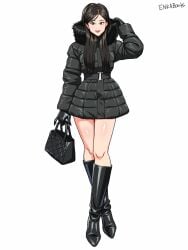 1female 1girls adult adult_female asian asian_female asian_girl black_boots black_gloves boot_fetish boots brown_hair brunette_hair clothes coat enkaboots fashion fashionista female female_focus female_only fur_trim fur_trim_(clothing) fur_trimmed_coat gloves handbag high_heel_boots high_heels knee_boots kneehigh_boots leather leather_boots leather_clothing leather_gloves long_legs looking_at_viewer not_porn original original_character original_characters safe safe_for_work sfw smiling smiling_at_viewer tall_boots waist_belt winter_coat