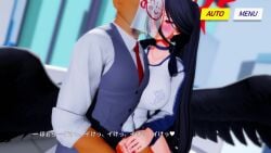 1girls 1male 3d animated asmr big_breasts binaural black_hair blue_archive blush breasts cum dark-skinned_male ear_licking female halo handjob hasumi_(blue_archive) japanese_text kaotaro12 light-skinned_female male penetration penis red_eyes sensei_(blue_archive) sex sound tagme video voice_acted whispering_into_ear wings
