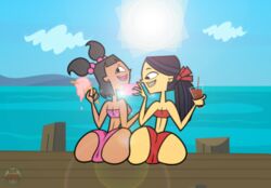 1girls 2girls ass ass_to_ass beach big_ass bikini bimbo bubble_butt dat_ass katie_(tdi) kitty_(tdi) plump_ass selfie smile teenager the_ridonculous_race total_drama_island wide_hips