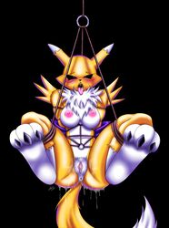 2017 andersonicth anthro anus areola big_breasts blush bondage bondage bound breasts digimon dripping erect_nipples female frogtied fucked_silly hands_behind_back hi_res legs_tied looking_pleasured nipples nude open_mouth pussy pussy_juice renamon restrained solo suspension tongue tongue_out