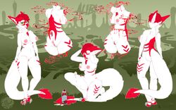 2017 anthro anus blood breasts dinosaur female food genitals gore model_sheet nipples nude pussy raptor theropod whipped_cream zingiber