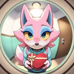 ai_generated animal_crossing female freya_(animal_crossing) gift not_porn peephole valentine visitor