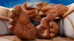 1boy boat glasses looking_at_viewer male solo the_thing_(marvel) writing