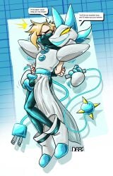 boots bound_arms d682 deltarune dominant_female female forced_clothes_wearing forced_transformation grabbing_penis latex_clothing living_costume male penis shiny_clothes shiny_skin speech_bubble tasque_manager_(deltarune) transformation tremble_lines trembling whip