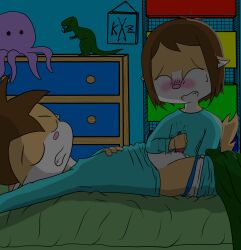 beige_fur brother_and_sister brown_hair clothing cub curious dingo incest izzy_(thekzx) masturbation sleeping somnophilia tagme tay_(thekzx)
