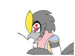 animated anthro armor avian balls beak closed_eyes clothed clothing feathers fellatio flipnote_studio heart kieran_(thekatdragon49) nintendo oral penis rito scarf sex the_legend_of_zelda thekatdragon49 video_games wings